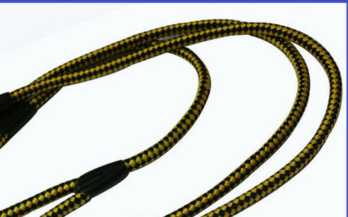 Yellow black braided polyester rope Soft PU dog leash for big dogs