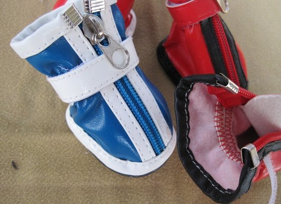 PU leather + Rubber Sole Winter PET Dog Shoes With Zipper design