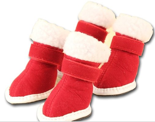 Puppy Cozy Boot Red Pet dog shoes M / L for Cute Chrismas Santa