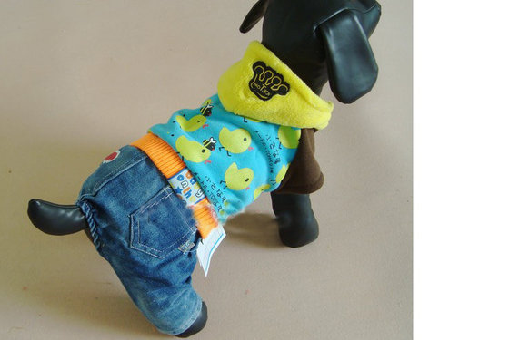 Lovely pet jeans overall dog clothes boxers fall and winter clothes outfit teddy bear