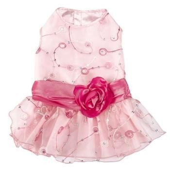 Elegance Rosette Pet Dress Small Breed Dog Clothes Pink for terrier