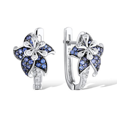 China 925 Sterling Silver Hoop Earrings Cubic Zirconia Flower Shape Hoop Earrings for Women and Girl supplier