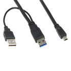 China 0.6M 2FT USB 3.0 Y-Cable USB 3.0 A Male To MINI 10P Male + USB2.0 Power supply manufacturer
