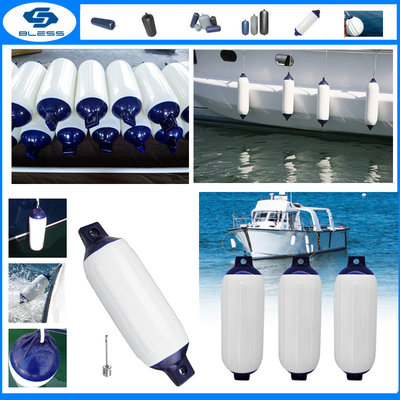 Blue/White Ribbed Boat Fender PVC Floating Inflatable Yacht Buoy Fender