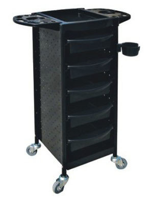 China All Black Salon Rolling Cart With Dryer Hold With Folding Trays , 94*39*40cm Size supplier