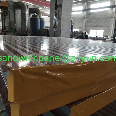 75mm lightweight rock wool sandwich wall panel with 0.426mm wood grain steel and film both side