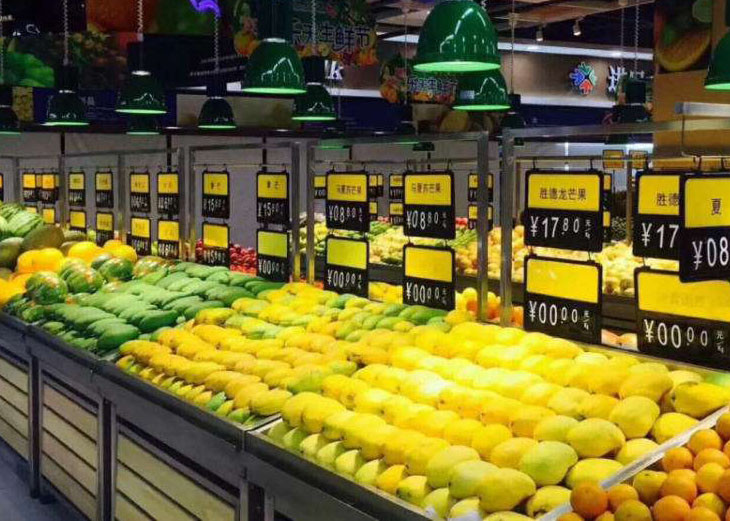 Supermarket Fruit And Vegetable Rack 50-150 Kg Capacity Metallic Material