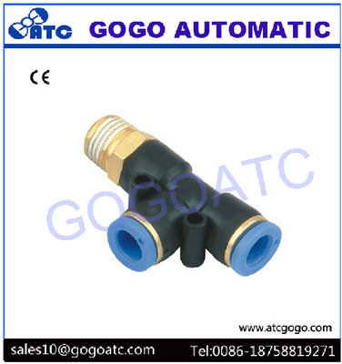 China three-joint thread side 3 way hose connector 4mm 1/8 BSP tee fitting PD 4-01 triangle for pneumatic air valve supplier