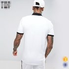 clothing factory men white slim fit tennis polo shirt cotton with contrast rib and cuff