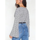 Yihao factory 2018 Summer Women Check Plaid Cotton check blouse design