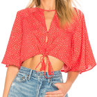 Boutique Clothing Women Sexy Red Polka Dot Chiffon Summer Blouse