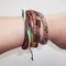 Leather Bracelet Set of Wooden Beads Strand and Braided Leather Bangle Adjustable length 5.5 inch for men and women supplier