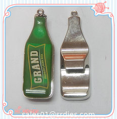 China Beer bottle shaped epoxy dome bottle opener, promotion epoxy metal bottle opener key fob, supplier