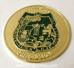 China Gold plated commemorative coin with paint design,China factory for metal anniversary coins supplier