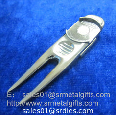 China Custom metal golf pitch fork repair tools wholesale, tailor made golf divot repair tools, supplier