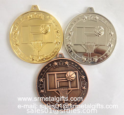 China Cheap blank metal sports medal with ribbon lace, gold basketball blank medals supplier