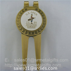 China Metal Golf Pitch Mark Repair Tool with Enamel Ball Marker, Metal Golf Pitch Forks supplier