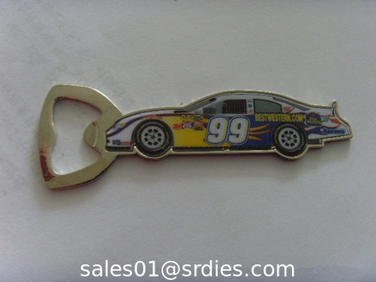 Epoxy printed car shape metal bottle openers, cheap personalized designer bottle openers, supplier