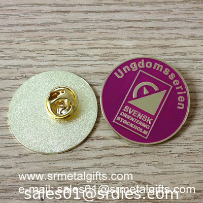 Engraved monogram letters collar lapel pin with safety pin, supplier