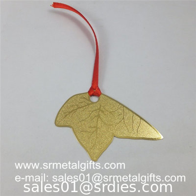 Gold Etched Leaf Shape Bookmark With Leaf Veins, Leaf Petiole Bookmarks supplier