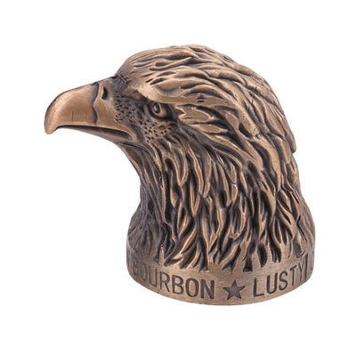 Metal wine bottle stopper with 3D embossed metal eagle head top supplier