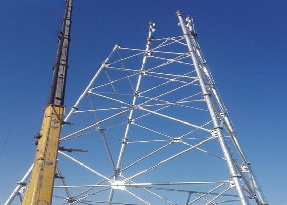 Electricity Tubular Transmission Tower Galvanized / Painted Surface Silver Color supplier