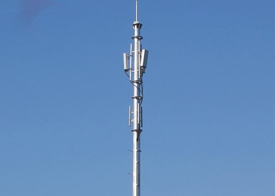 Signal Communication Monopole Cell Tower , 55m Monopole Telecommunications Tower supplier