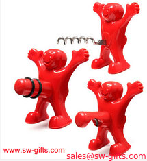 China New Kitchen Bar Red Fun Happy Man Wine Beer Soda Bottle Novelty Opener Stopper supplier