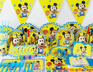 China Baby Mickey theme Baby birthday party set plate cup&amp;napkin tablecloth favor gift for Kids Event Party Supplies supplier
