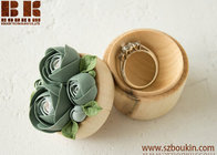 customized mini wedding wooden round ring box with succulent