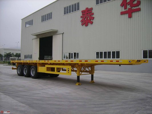 China 40 Foot High Flat Bed Semi Trailer With 3 Axles For Carry Container Or Cement Bags supplier