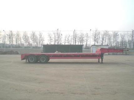 3 Axle Lowbed Semi Trailer , Low Flatbed Trailer With Air Suspension System supplier