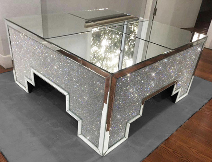 Cc Console Table - China Crushed Diamond Console Table, Mirroed