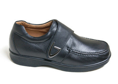 China Mens Genuine Leather One-strap Velcro Wider Width Arthritis Shoes Comfort Shoes Work Footwear supplier