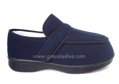 China Diabetic Orthopaedic Comfort Slippers Extra Wide Velcro Fleece Lined Indoor Wrap-around Shoes #5610136 supplier