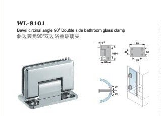bevel circinate 90 degree double side glass clamp stainless steel glass door hardware for shower door WL-8101