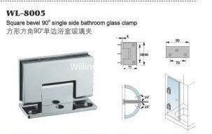 single sie bathroom glass clamp square 90 degree stainless steel glass door hardware for shower door WL-8005