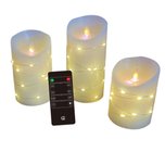 LED candle set with IR remote , cooper wire light, and timer,0.03w,amber flame color,DC4.5V,3*AA battery(without)