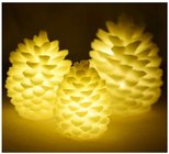 LED Pine cone  candle set with IR remote and timer,0.03w,amber flame color,1*CR2032 battery