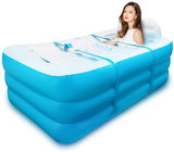 Inflatable Portable Bathtub, White Durable Soaking Bath Tub with Large Backrest, Freestanding Inflatable Pool