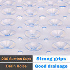 Bath mat, matte, antiskid, safe, antibacterial, strong suction cup, 100 x 40cm super long, durable (transparent)