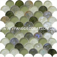 China Grey green mix water waving glass mosaic supplier