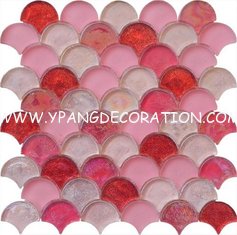 China Blend pink lady series water waving glass mosaic supplier